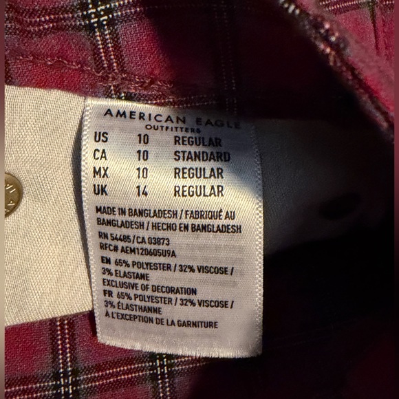 AE high rise mini Red Plaid Skirt sz 10 women’s. Lnwot. - Picture 4 of 6